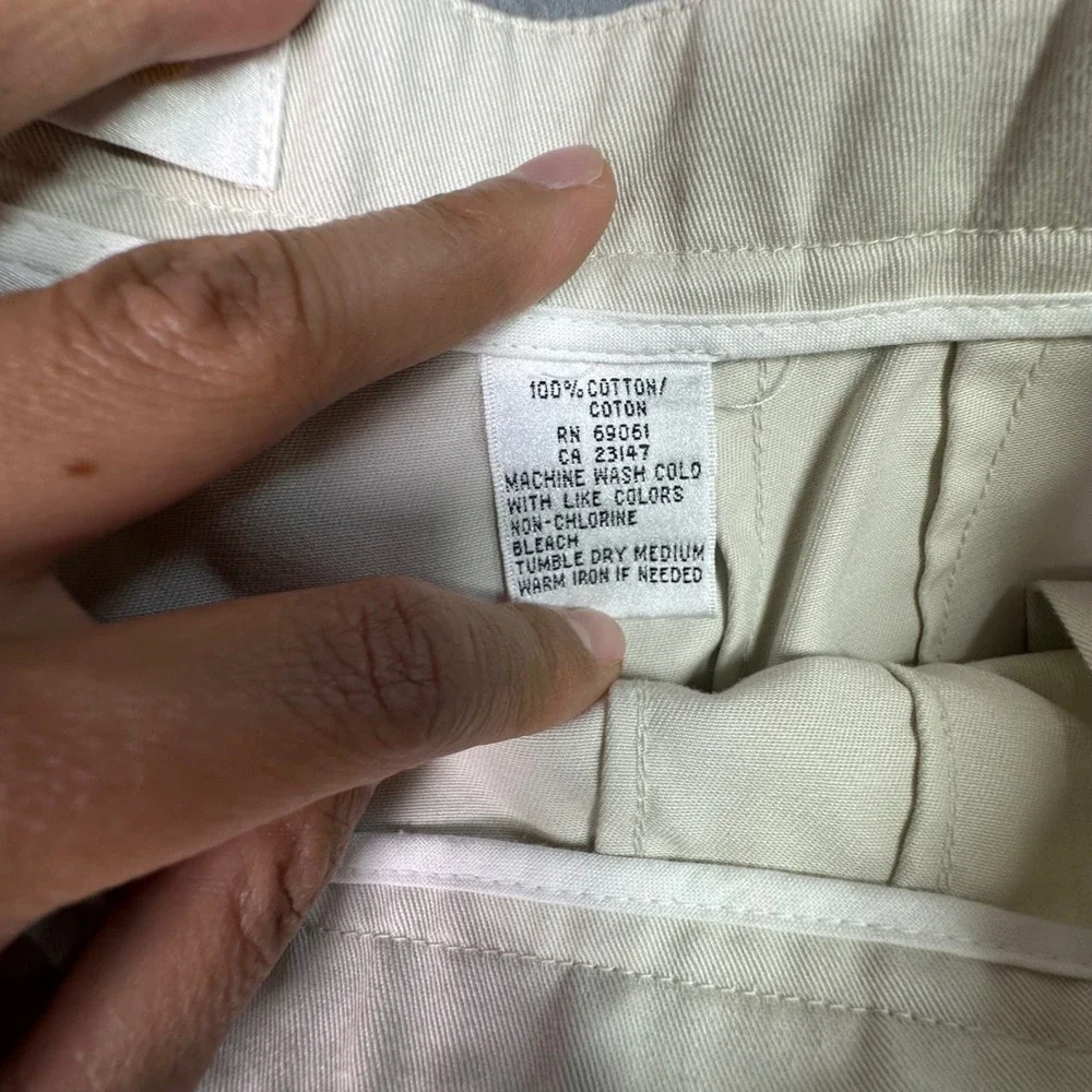 Talbots Cotton Trousers Wrinkle Resistant Side Zip Classic Beige Size 12 Stone